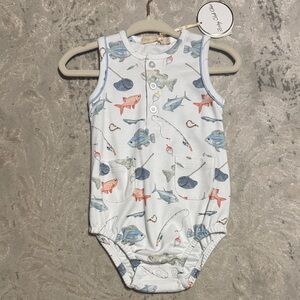 Fish Print Sleeveless Baby Romper